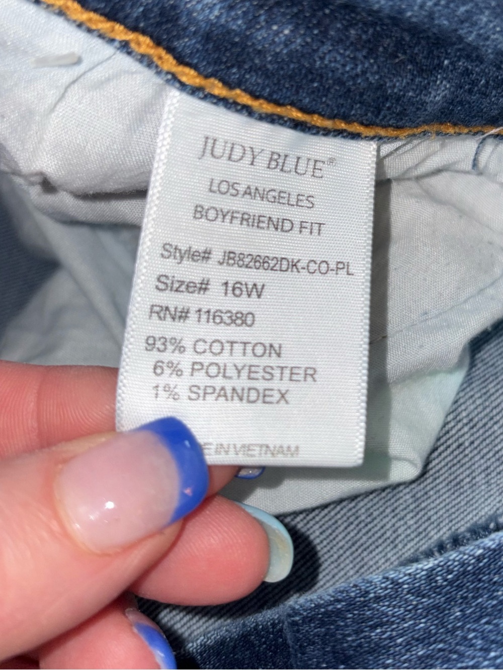 Judy Blue Boyfriend Jeans Plus Size 16W Medium Wash Stretch Denim - Picture 7 of 7